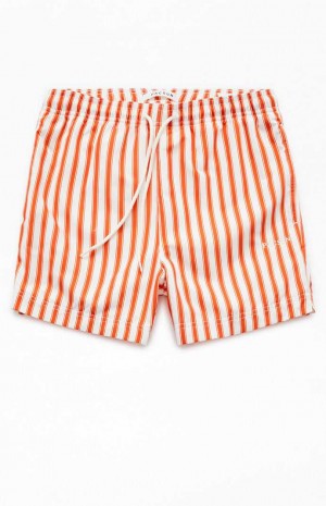 ORANGE PacSun Mandarin Striped 4.5" Swim Trunks | AFTOLZX-32