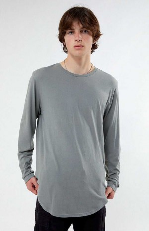 PEWTER PacSun Scallop Long Sleeve T-Shirt | LUBYADM-46