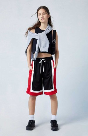 RED/BLACK PacSun Colorblock Longline Basketball Shorts | TSMNUYD-85