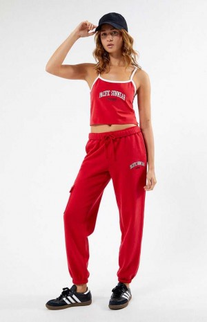 RED PacSun Pacific Sunwear Sport Cargo Sweatpants | UGHMRKX-40