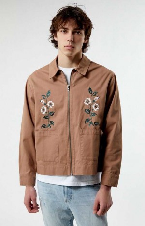 TAN PacSun Embroidery Jacket | USPREXA-38