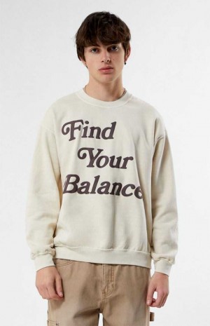 TAN PacSun Find Your Balance Crew Neck Sweatshirt | FYGCKTP-39