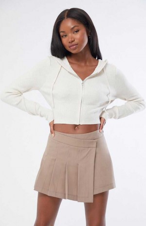 TAN PacSun Kendall & Kylie Asymmetrical Pleated Mini Skort | YIEVZNU-53