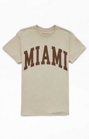 TAN PacSun Miami Prep T-Shirt | ZXJLCPK-87