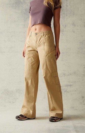 TAN PacSun Tan Low Rise Puddle Pants | XYSHKCU-08