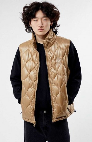 TAN PacSun Tan Quilted Vest | BVTPKID-76