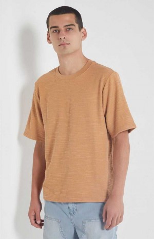 TAN PacSun Tan Scout Texture T-Shirt | QLZXPNF-50