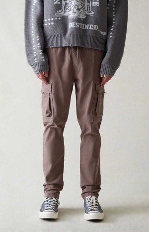 TAUPE PacSun Eco Stretch Canvas Taupe Slim Cargo Pants | RNKDYZP-89