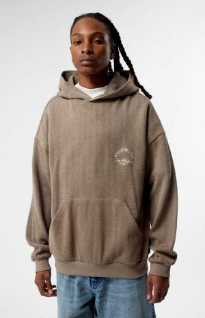 TAUPE PacSun Westwood Herringbone Hoodie | HBMYKZQ-21