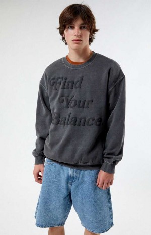 WASHED BLACK PacSun Find Your Balance Vintage Crew Neck Sweatshirt | MSGJDQE-82