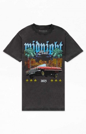 WASHED BLACK PacSun Midnight Club Oversized T-Shirt | HDVUWYK-04