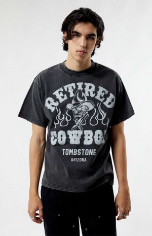 WASHED BLACK PacSun Retired Cowboy Vintage T-Shirt | ZNLXSID-59