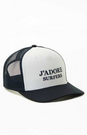 WHITE/BLUE PacSun J'Adore Surfers Trucker Hat | AENIBGV-65