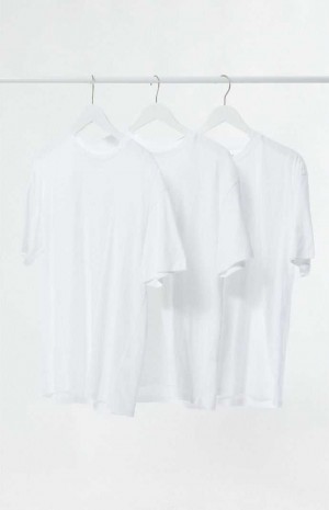 WHITE/WHITE/WHITE PacSun PS Basics 3 Pack White Reece Regular T-Shirts | QNTCYZJ-56