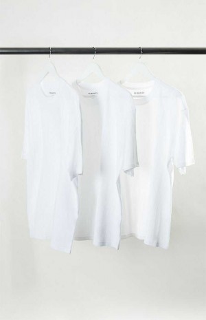 WHITE/WHITE/WHITE PacSun PS Basics 3 Pack Basic White Oversized T-Shirt | EKLFOSB-42