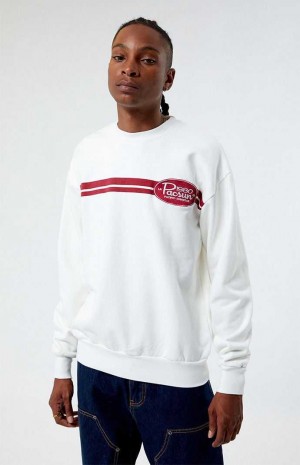 WHITE PacSun 1980 Block Badge Crew Neck Sweatshirt | DPTKLHG-14