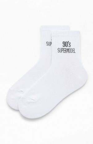 WHITE PacSun 90's Supermodel Crew Socks | HEFQMZL-69