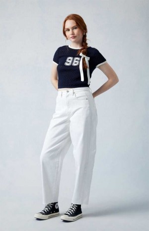 WHITE PacSun Eco White Barrel Jeans | VWHDQCR-80