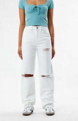 WHITE PacSun Eco White Ripped '90s Boyfriend Jeans | RJYALPQ-10