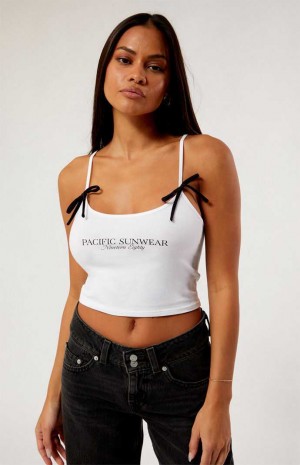 WHITE PacSun Pacific Sunwear Bow Tank Top | GZXEMNA-21