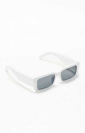 WHITE PacSun Rectangle Low Profile Sunglasses | OSRDCIX-50