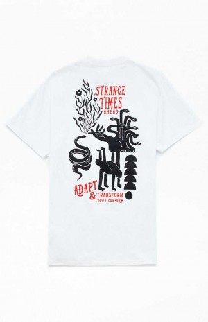 WHITE PacSun Strange Times T-Shirt | IYRMEOT-07