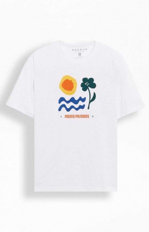 WHITE PacSun White Pacific Palisades Slub T-Shirt | QTLHCZY-20