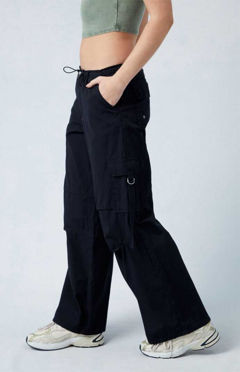 ANTHRACITE PacSun Black Toggle Baggy Cargo Pants | MTNVBIQ-90