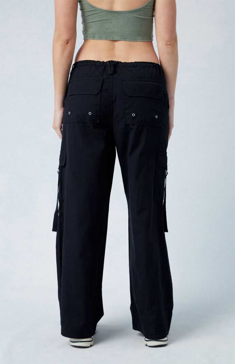 ANTHRACITE PacSun Black Toggle Baggy Cargo Pants | MTNVBIQ-90