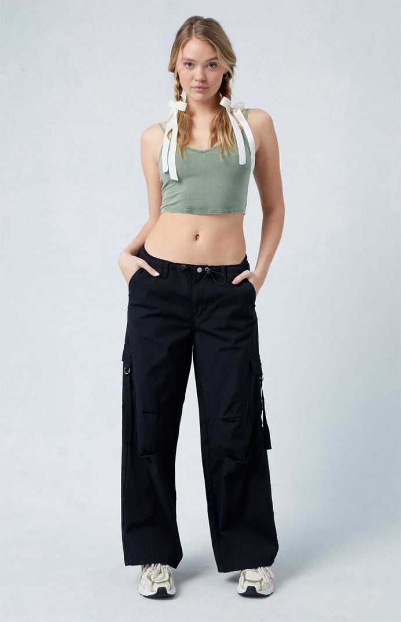 ANTHRACITE PacSun Black Toggle Baggy Cargo Pants | MTNVBIQ-90