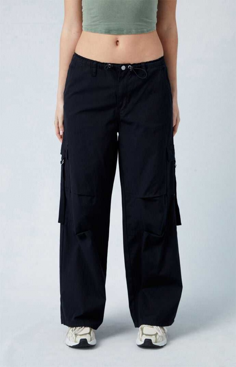 ANTHRACITE PacSun Black Toggle Baggy Cargo Pants | MTNVBIQ-90