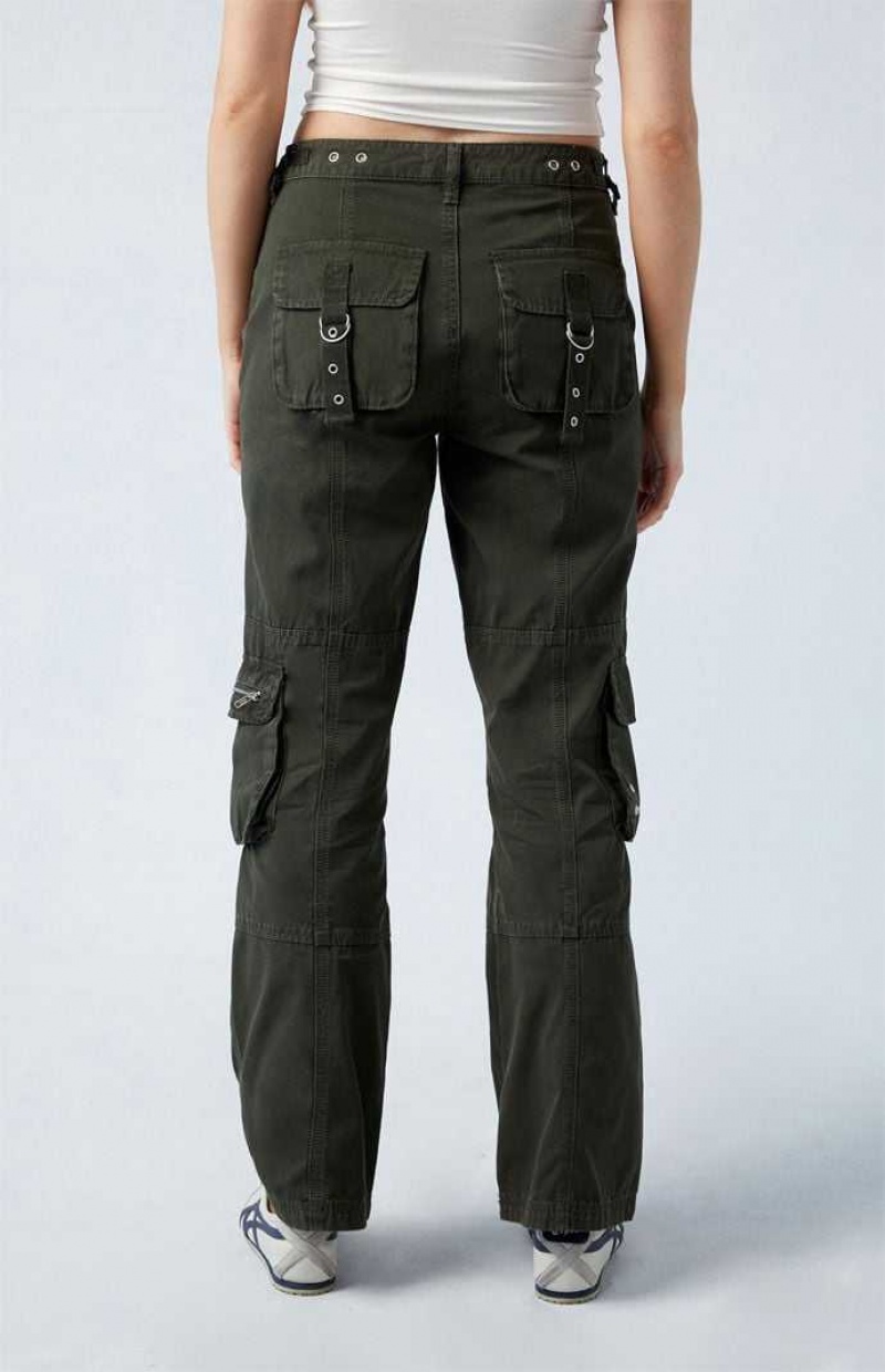 ARMY GREEN PacSun Army Green Mid Rise Vintage Bootcut Pants | JDLNOIR-34