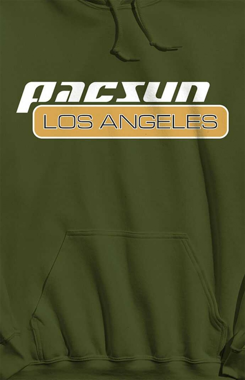 ARMY GREEN PacSun Los Angeles Hoodie | DXEWTPY-53