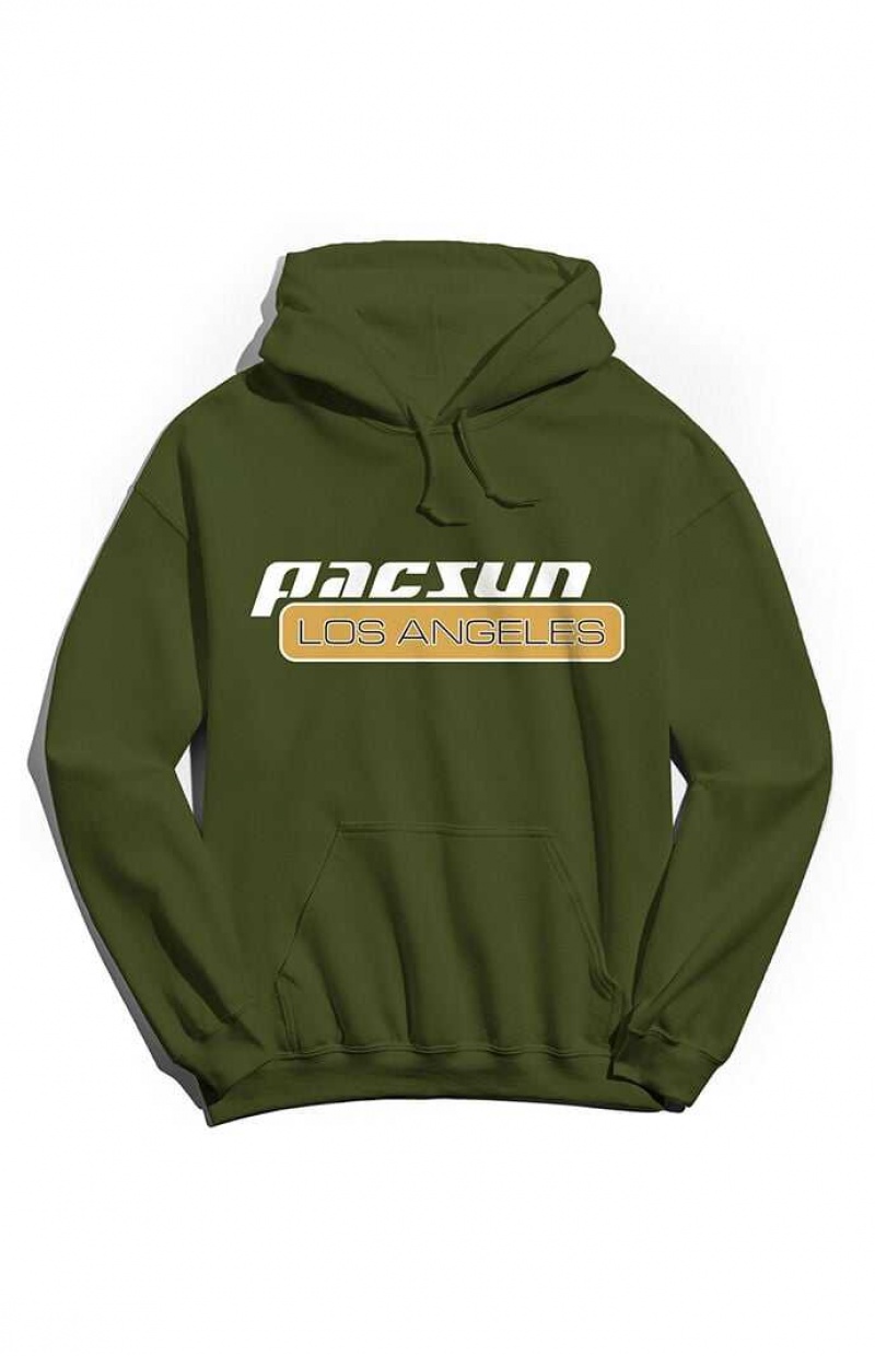 ARMY GREEN PacSun Los Angeles Hoodie | DXEWTPY-53