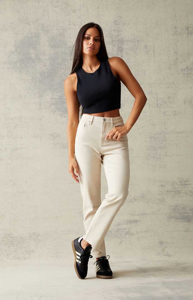 BEIGE PacSun Beige Curve Straight Leg Jeans | CDMLQOR-73