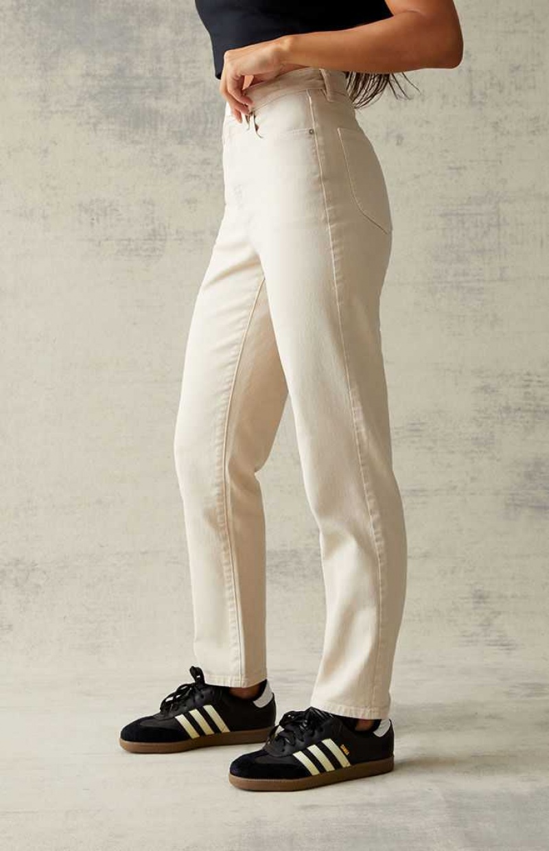 BEIGE PacSun Beige Curve Straight Leg Jeans | CDMLQOR-73