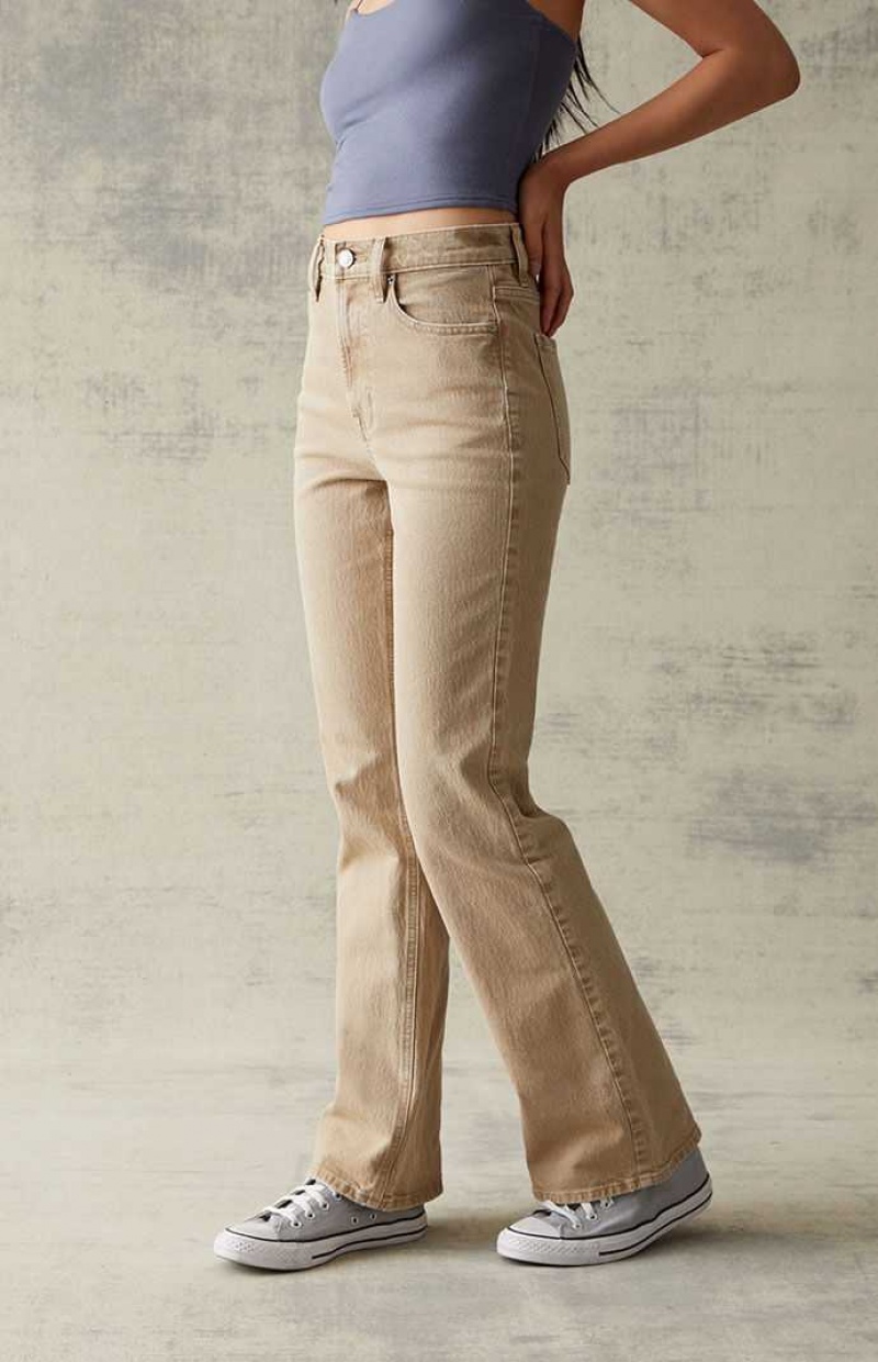 BEIGE PacSun Beige Stretch High Waisted Bootcut Jeans | IZDYKFR-87