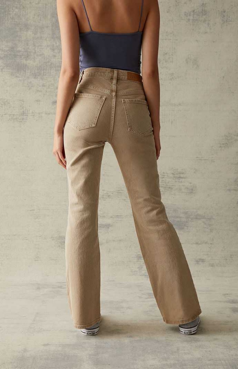 BEIGE PacSun Beige Stretch High Waisted Bootcut Jeans | IZDYKFR-87