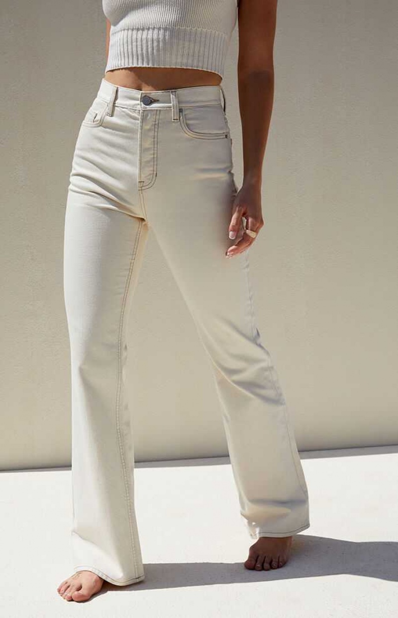 BEIGE PacSun Eco Beige High Waisted Bootcut Jeans | CWZUQNG-37