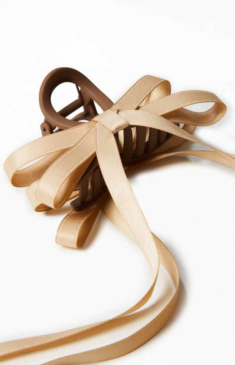 BEIGE PacSun Satin Bow Hair Clip | EMYIBGQ-23