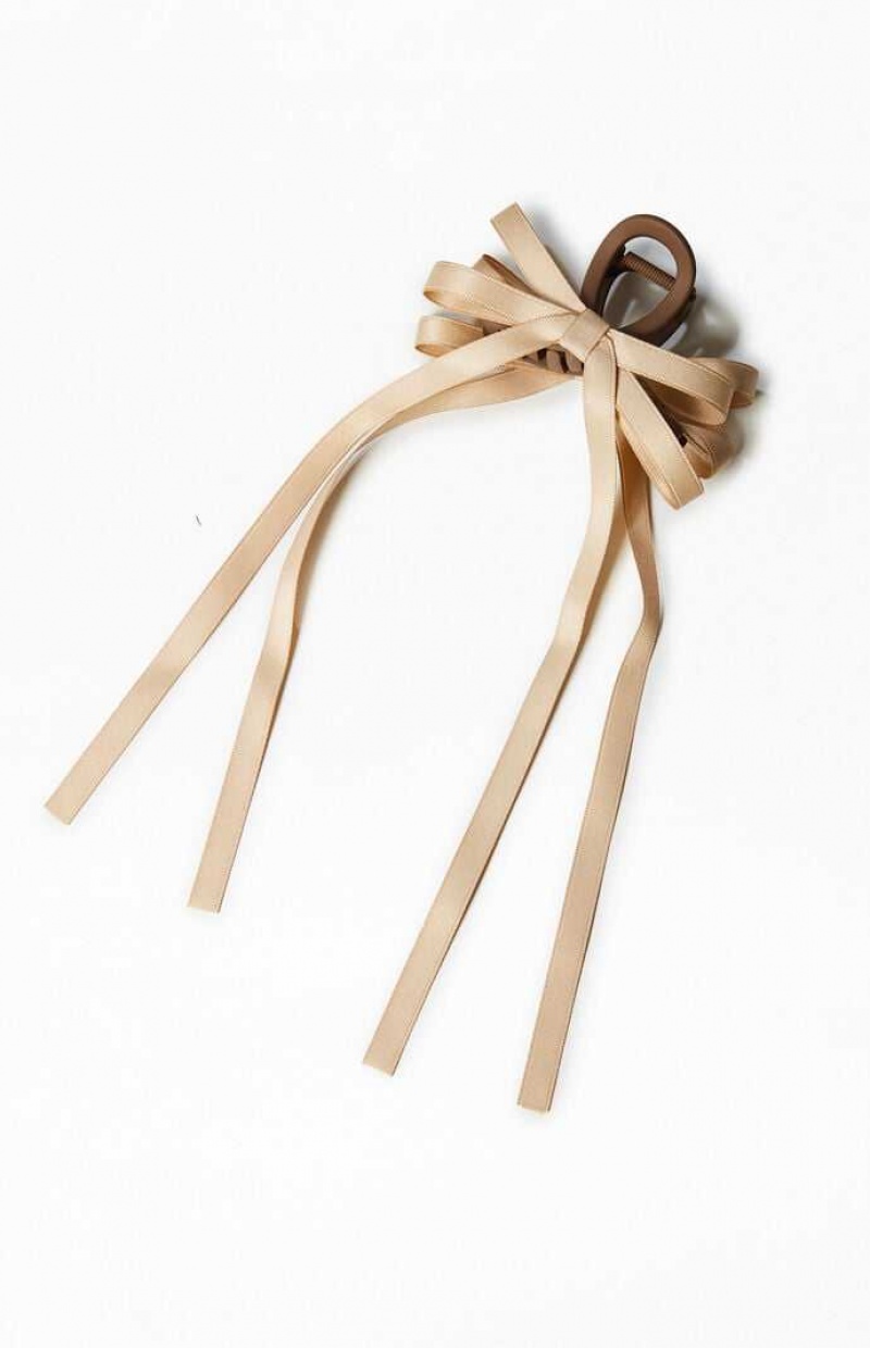 BEIGE PacSun Satin Bow Hair Clip | EMYIBGQ-23