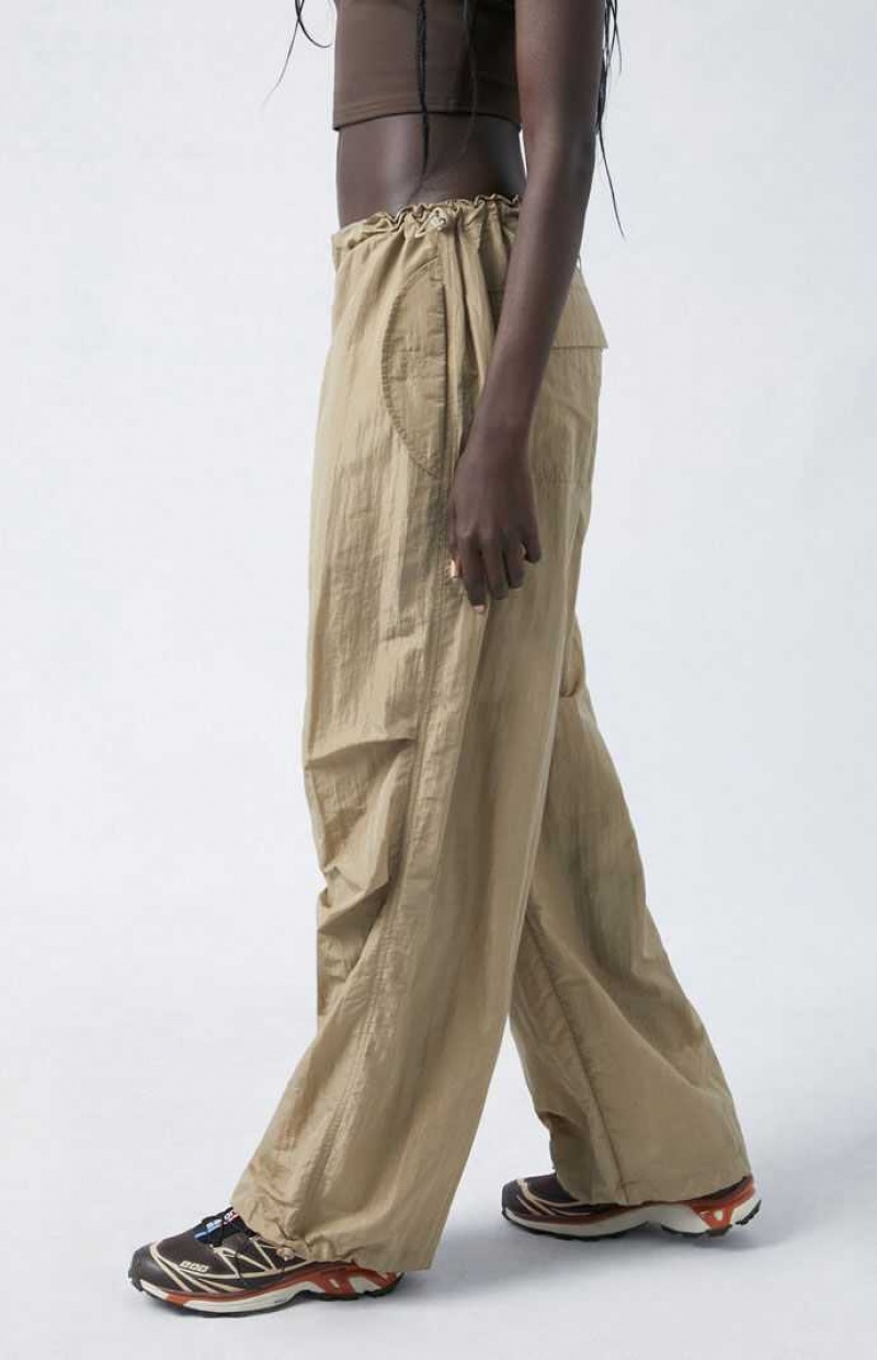 BEIGE PacSun Shine Low Rise Parachute Pants | VNRYJCI-89