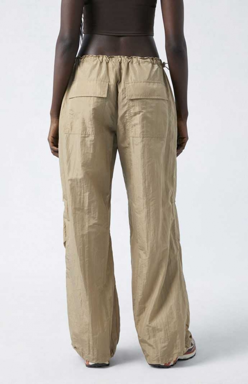 BEIGE PacSun Shine Low Rise Parachute Pants | VNRYJCI-89