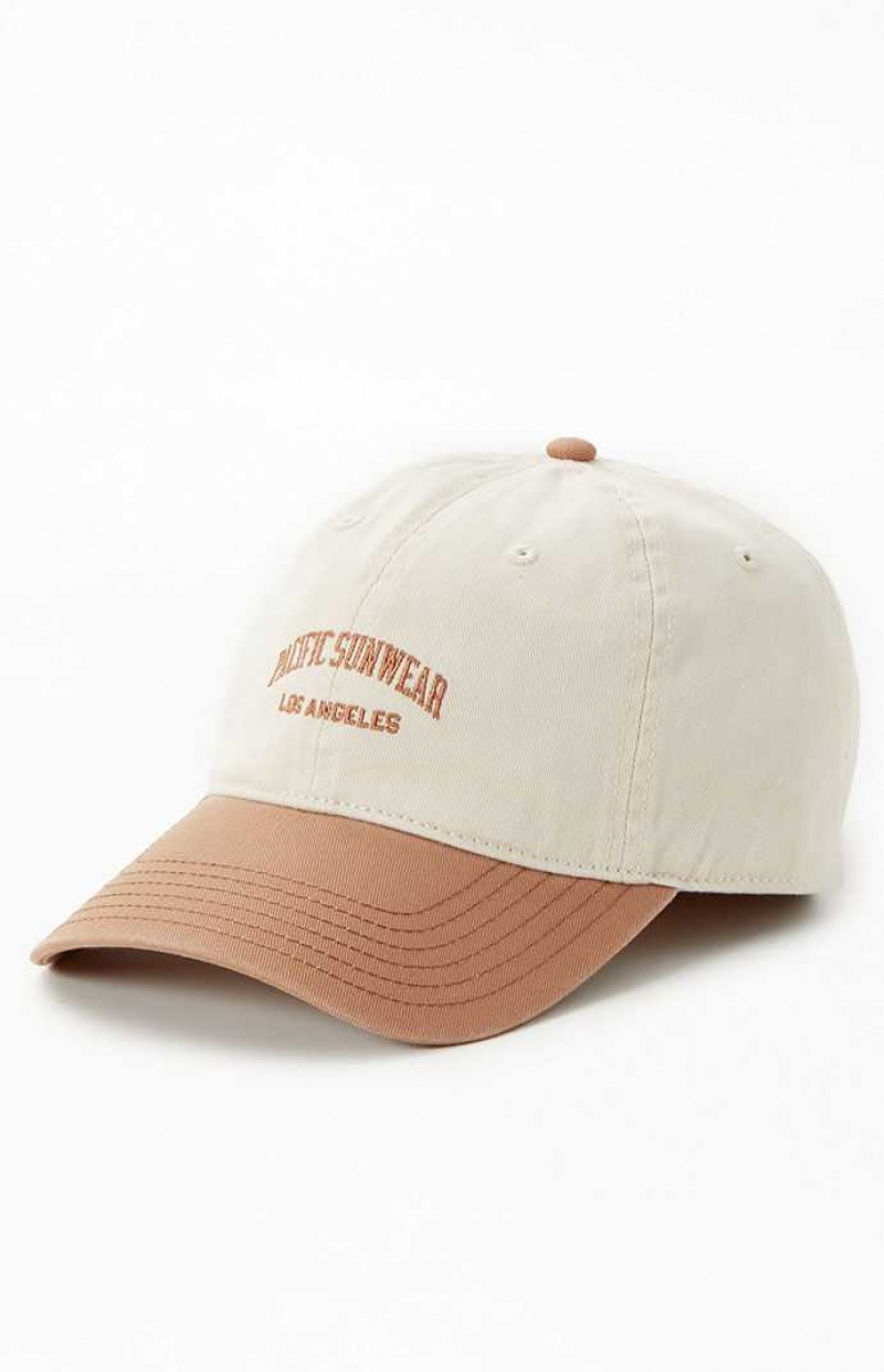 BEIGE PacSun Two Tone Pacific Sunwear Dad Hat | UVIDHJS-03