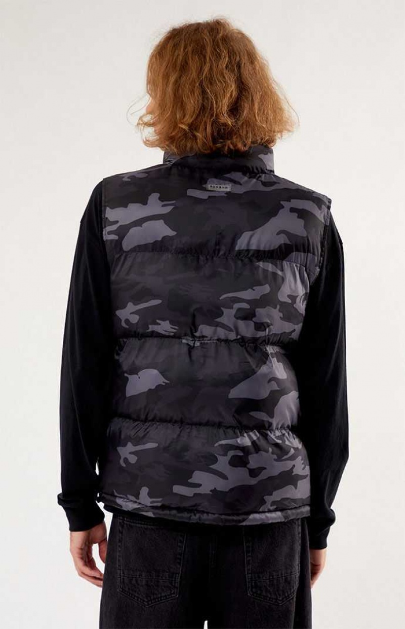 BLACK/CAMO PacSun Black Camo Puffer Vest | YOMBFPZ-13