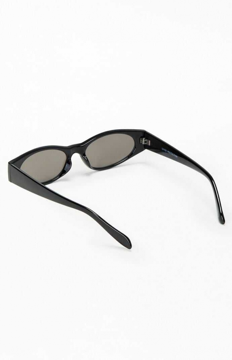 BLACK/SILVER PacSun Low Profile Frame Sunglasses | OEZMVNA-26