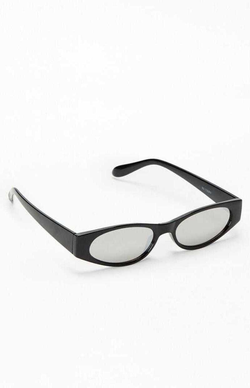 BLACK/SILVER PacSun Low Profile Frame Sunglasses | OEZMVNA-26