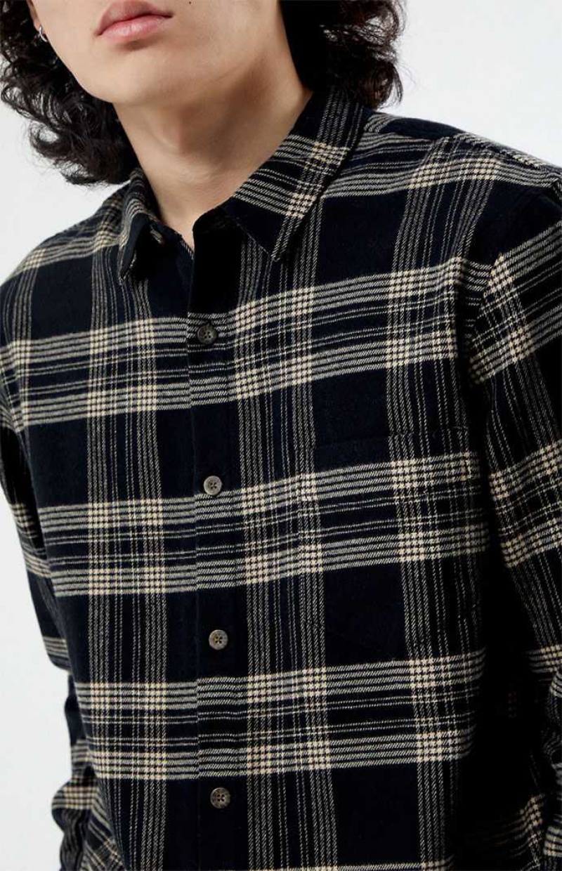 BLACK/TAN PacSun Black & Tan Classic Plaid Shirt | DNUAQTO-41