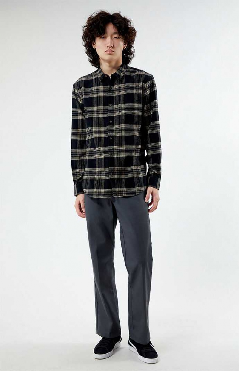 BLACK/TAN PacSun Black & Tan Classic Plaid Shirt | DNUAQTO-41