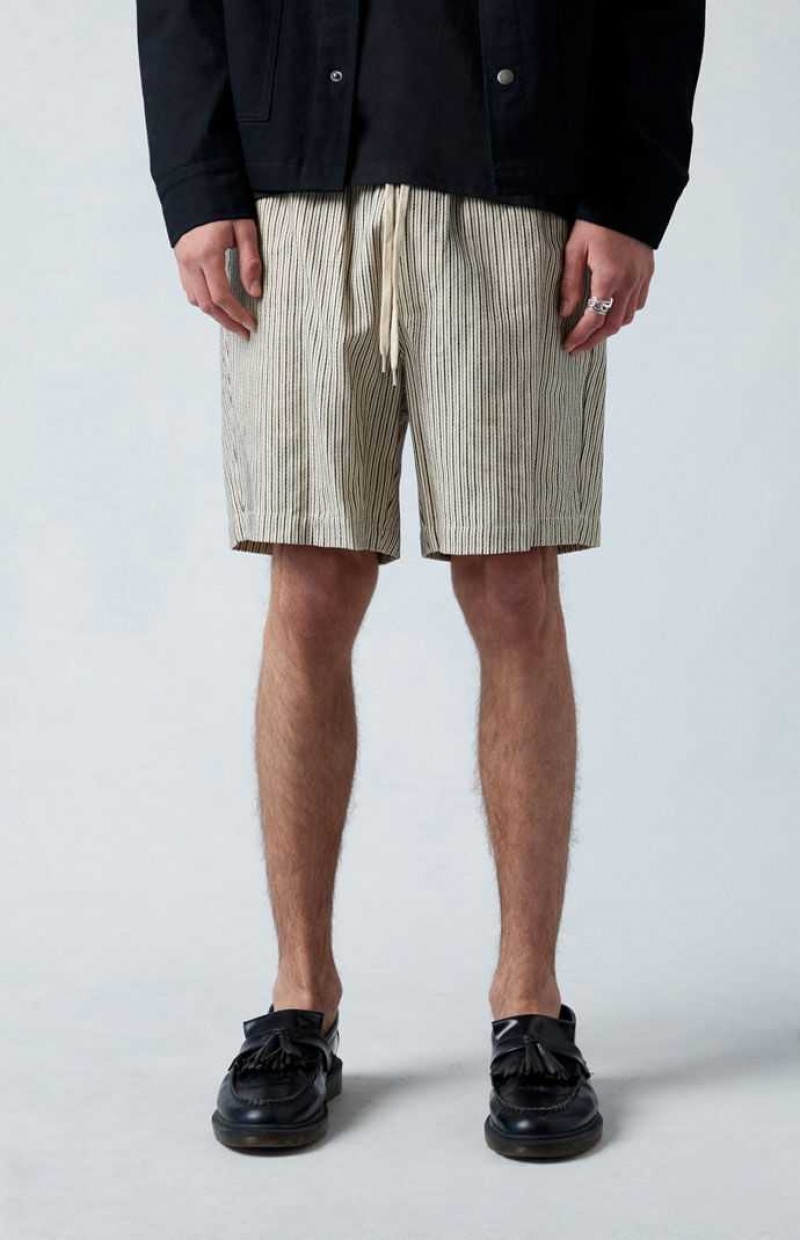 BLACK/WHITE PacSun Black Russel Linen Volley Shorts | AOJLNEV-02